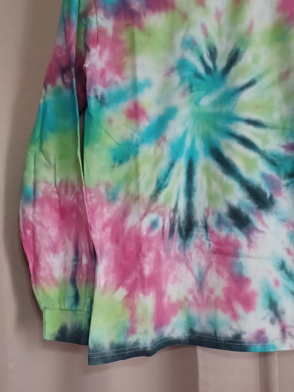 Handmade Custom Long Sleeve Spiral Tie Dye Crewneck Top Youth XL/Unisex Adult XS